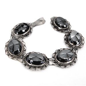 Sterling Silver Hematite Bracelet Stamped MEX 925